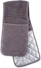 DII Basic Terry Collection 100% Cotton Quilted, Double Mitt, Gray