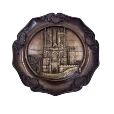 Vintage Carved Wood Wall Art London Westminster Abbey 3d Gift Wooden Decor Round