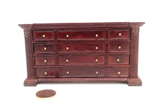 BESPAQ DOLLHOUSE MINIATURE CHEST OF DRAWERS WITH A MAHOGANY FINISH 3103 MH