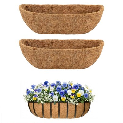 2 Pcs 24 Inch Trough Coco Liner for Window , 100% Natural Half Moon Coconut C...