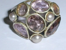 STUNNING~ VINTAGE SILPADA STERLING AMETHYST & PEARL RING- SIZE 7!