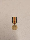 Antique World War 1 WW1 US Military 11/16" Mini Victory Medal With Ribbon 18mm