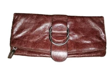 Hobo International Clutch Purse Soft Leather Brown Pre-owned Great Condition 