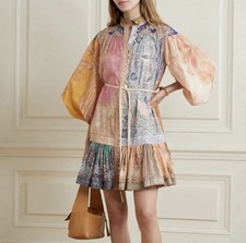 Zimmermann Anneke Spliced Lantern Mini Dress Size 1 / 10 AU / 6 US Belted