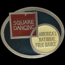 Square Dancing Folk Dance Fiddle Country Music Western 1980s Vintage Belt Buckle