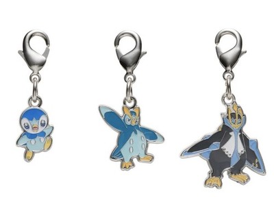 Pokemon Metal Charm Keychain Piplup Prinplup Empoleon Full Evolution Set Japan