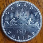 1963 Canada Silver Dollar 80% Silver Coin Voyageur Series "Sharp Coin" 🔥
