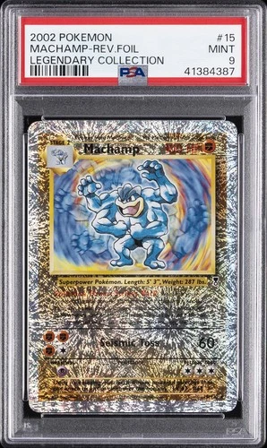 2002 POKEMON LEGENDARY COLLECTION #15 MACHAMP-REVERSE FOIL PSA 9