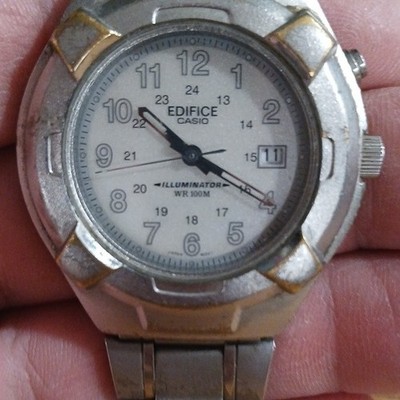 Casio Edifice Illuminator Quartz Date 100M Silver Dial Stainless Steel Bracelet