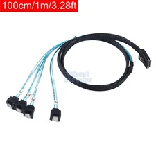 Mini SAS SFF-8087 to 4X SATA 90 Degree Right Angle Forward Breakout Cable 3.28ft