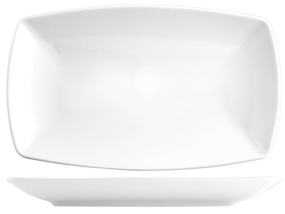 White Rectangular Porcelain Plate Tokio 36X21 Saturnia
