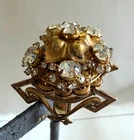 Vintage Signed Miriam Haskell Vermeil & Rhinestone Statement Cocktail Ring
