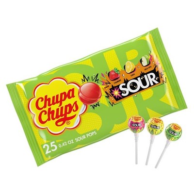 Chupa Chups SOUR Lollipops, Variety Pack, Lemon, Strawbery & 10.5 ounce bag