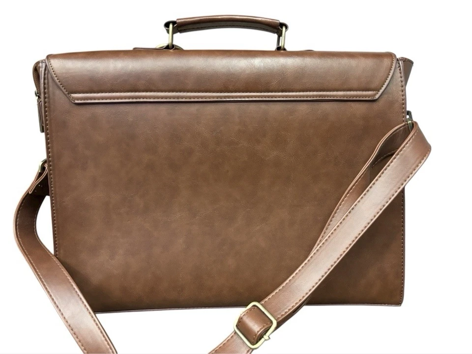 Maletín para computadora portátil de cuero vegano ECOSUSI para mujer 14”x11”x4”, se adapta a computadora portátil vintage de 13” Foto 3 de 4