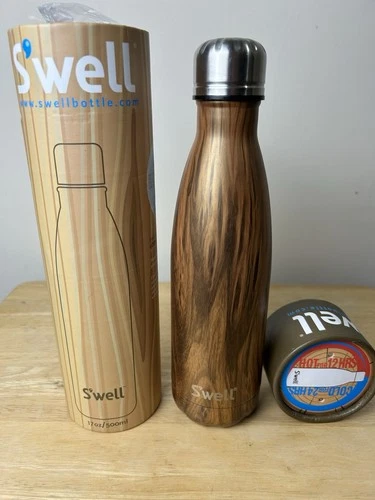 Swell Wood Collection Sustainable Stainless Steel Water Bottle Hand Painted 17oz