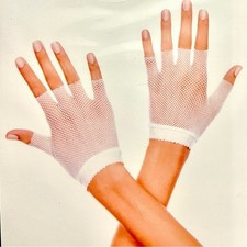 White fingerless fishnet gloves