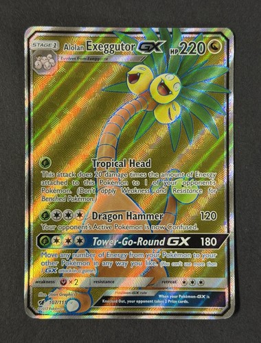 Pokemon Alolan Exeggutor GX 107/111 Hyper Rare Rainbow Rare Crimson Invasion LP
