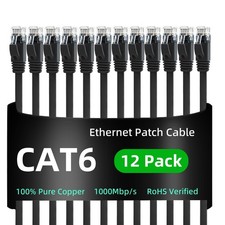 Cat 6 Ethernet Cable 3ft 12Pack,Snagless 1000Mbp/s High Speed Cat6 Ethernet C...