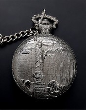 Vintage Silver Statue of Liberty Pocket Watch