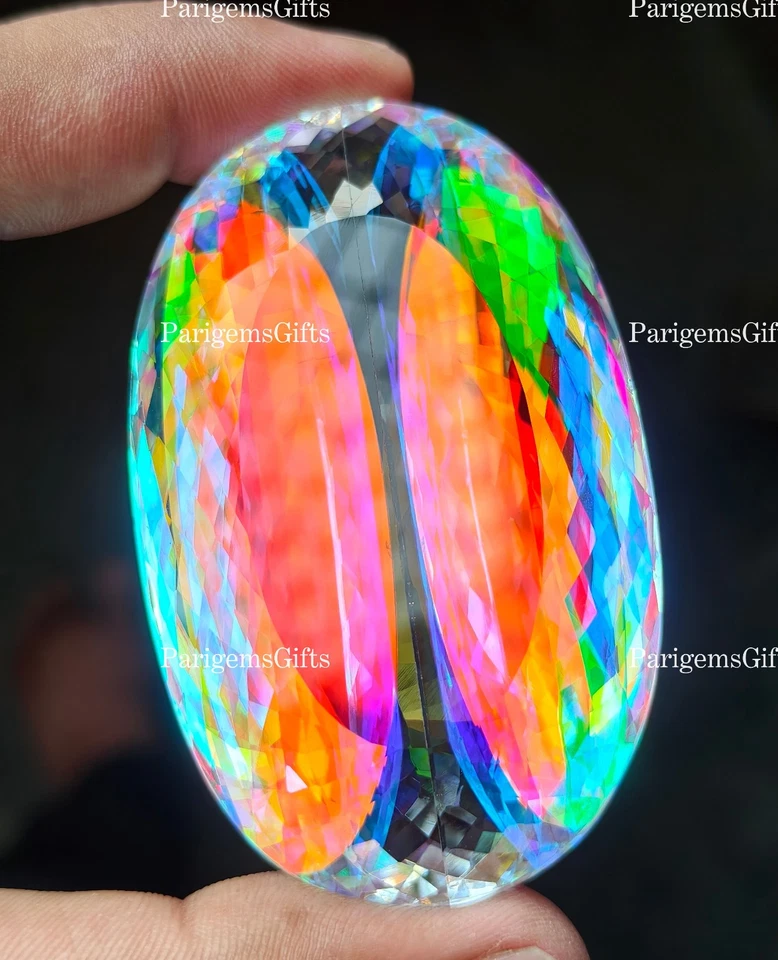 410 Ct Rainbow Mystic Quartz Oval Cut Healing Crystal Loose Gemstone - Image 3 of 4