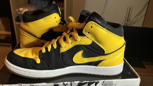 Used Nike Air Jordan 1 toe sz 10 Men 316132 991 New Love BMP Yellow Mid Wu Tang - Picture 15 of 21
