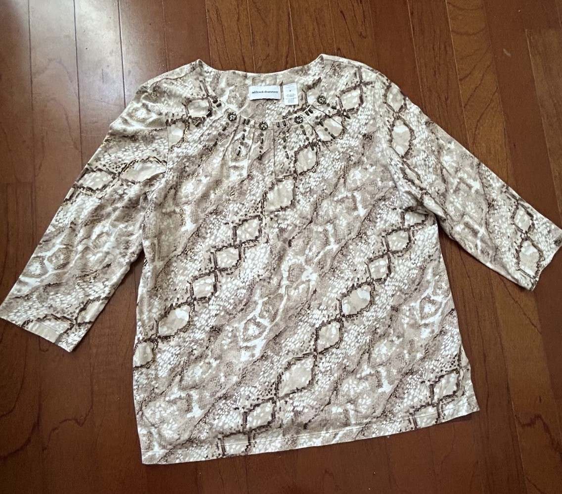 Alfred Dunner Beaded Python Print Top Cotton Blen… - image 2