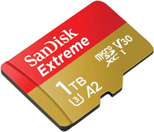 1TB Extreme Microsdxc UHS-I Memory Card with Adapter - up to 160Mb/S, C10, U3, V