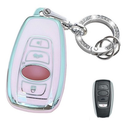 Rilnaewn Keyless Entry Systems for Subaru Key Fob Cover Fit S, Pink-Silver 