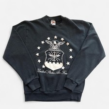 Vintage 90s US Air Force black crewneck sweatshirt, eagle crest graphic, size S
