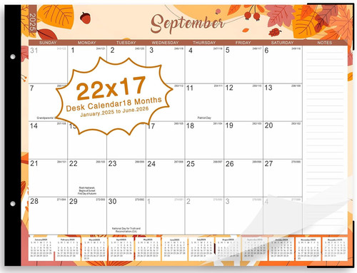 Tischkalender 2025-2026, 18 Monate großer Tischkalender 22" x 17", JAN. 2025 - JU - Bild 1 von 8