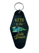 “Keys To The Lake House” Black Color Old School Motel Keychain