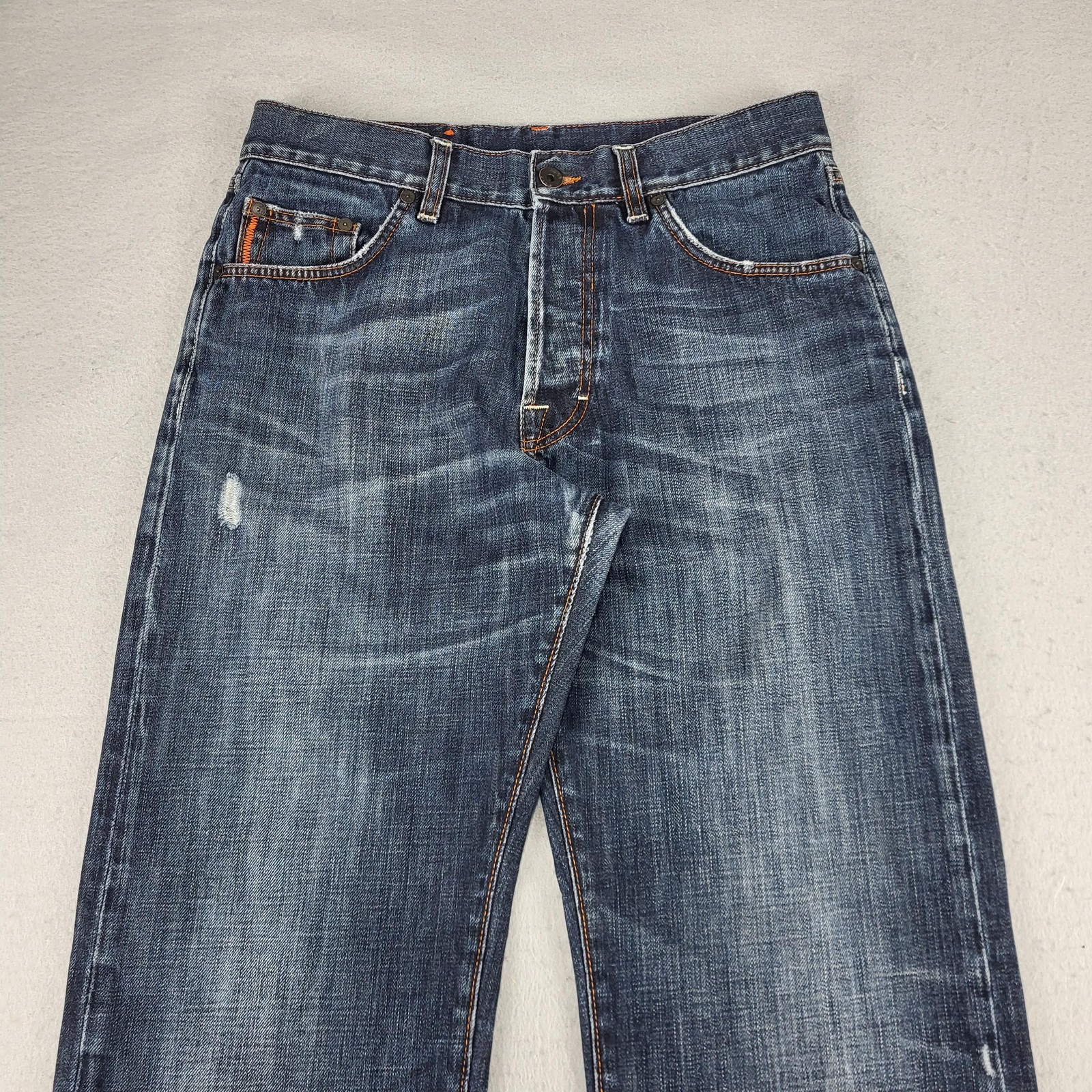 Hugo Boss Jeans Mens 30x30 Blue Medium Wash Relaxed Straight Distressed No Tag thumbnail 2