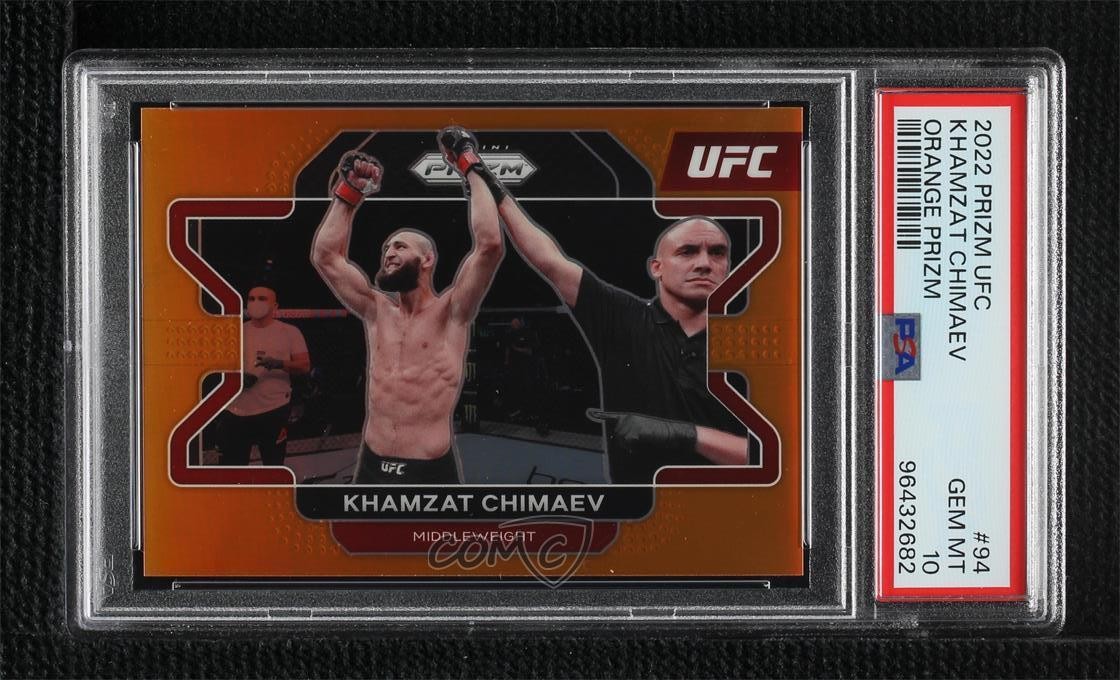 2022 Panini Prizm UFC Orange Prizm 57/99 Khamzat Chimaev #94 PSA 10 GEM MT 3hd