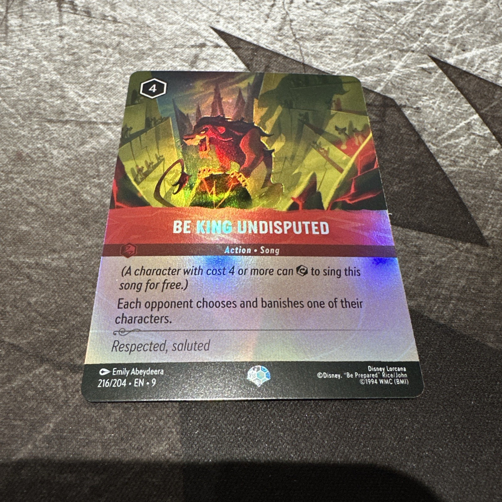 Disney Lorcana Fabled Be King Undisputed Epic 216/204 NM