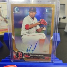 Darwinzon Hernandez 2018 Bowman Chrome Auto Rookie Gold Serial #d/50 Red Sox