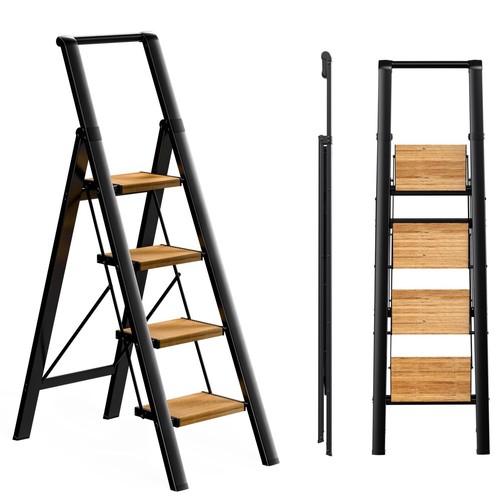 Step Ladder 4 Step Folding Stool with Anti-Slip Widened Sturdy Pedal and Hand...