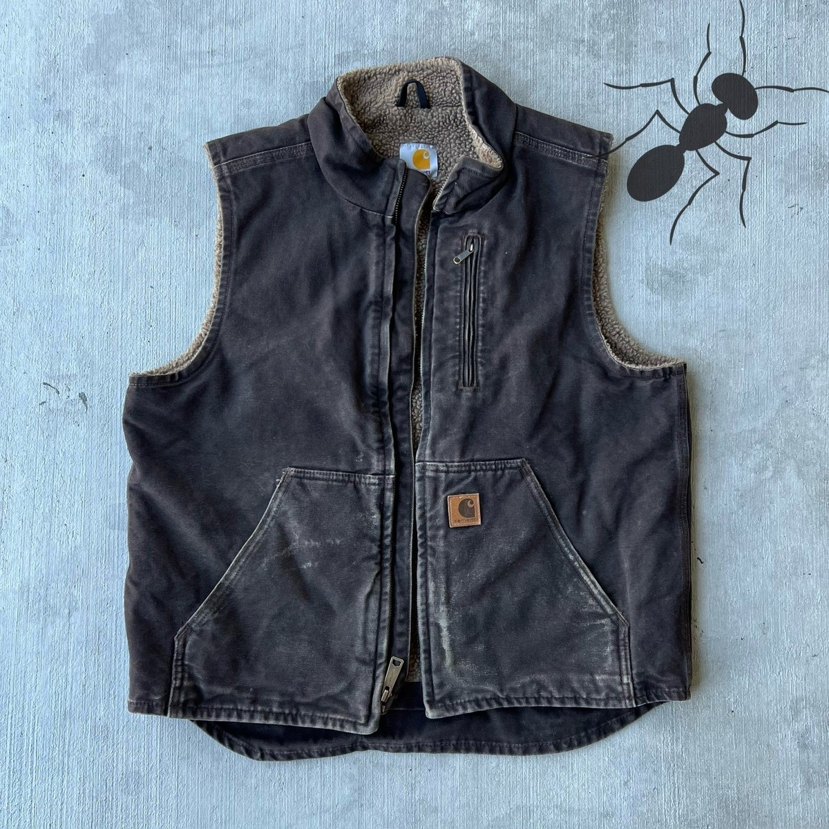 Carhartt V33 DKB faded brown work wear vest Medium | eBay