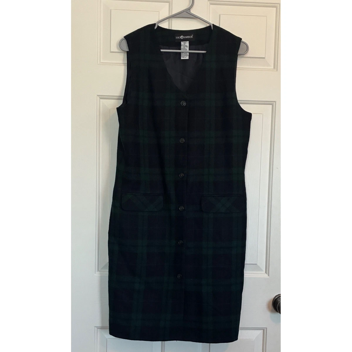 Green Plaid Dress Womens Tartan Pinafore Dress Women's Plaid Overall Dress For Sale