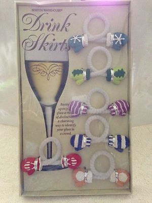 6pc Set Of Boston Warehouse Beachcomber Wine Markers / Charms 18356