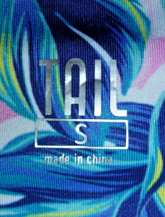 Tail women's pink/blue/yellow/white leaf print longsleeved golf shirt