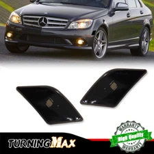 Fits 2008-2011 Mercedes Benz W204/C300/C350/C63 Black Side Marker Lights Housing