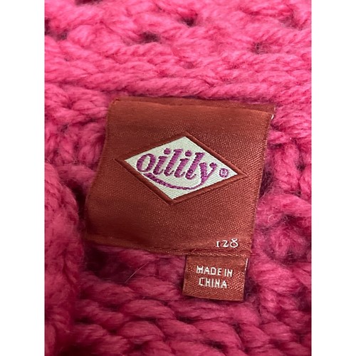 Oilily Pink Chunky Knit Shell Button Wool Cardigan Sweater Girl's Size 128 Size - Picture 6 of 9