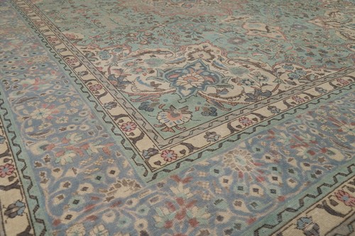 Green Floral Wool Traditional Area Rug 10x13 ft Hand-knotted for Living Room - Picture 6 of 22