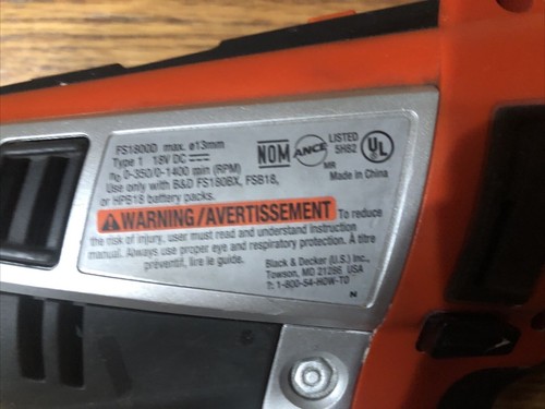 Decker FireStorm 18V Drill FS1800D 
