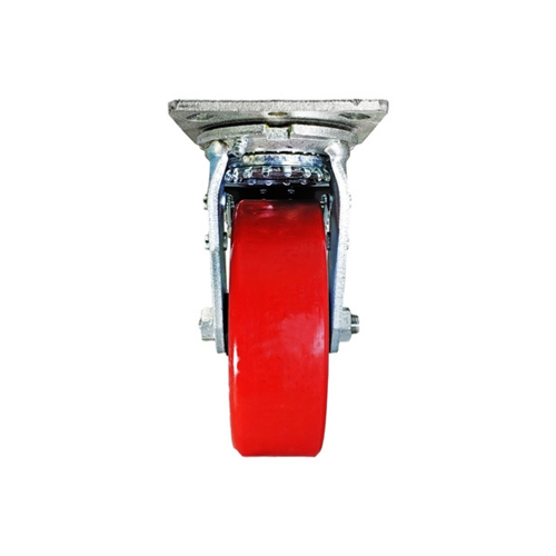 8" x 2" Total Lock Caster Set of 4 - 2 Total Locking Casters & 2 Rigid - Red PCI - Picture 4 of 8
