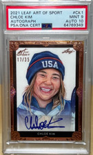 CHLOE KIM  * PSA  9 w/ 10 AUTO * /35 * 2021 LEAF ART OF SPORT BA-CK1 USA * POP 1