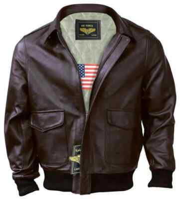 Men A2 aviator Air Force Flight Bomber brown Genuine Leather Jacket for Men Gift