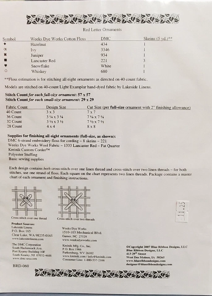 Blue Ribbon Designs RED LETTER ORNAMENTS - 8 Different Ornament Patterns - Image 3 of 3