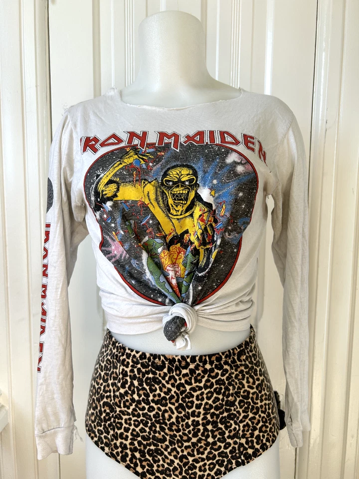 Vintage 1983 Iron Maiden World Piece Tour Long Sleeve T Shirt 80s Metal Rare SM - Image 2 of 4