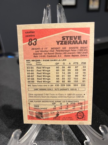 Steve Yzerman 1989-90 O-Pee-Chee #83 - Detroit Red Wings - Picture 2 of 2